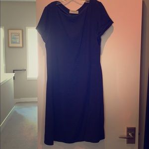 Diagonal striped textured navy dress!